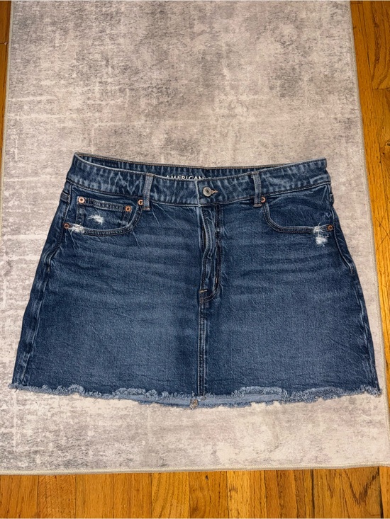 American Eagle Outfitters Dresses & Skirts - American Eagle Outfitters Indigo Denim Mini Skirt with Frayed Hem